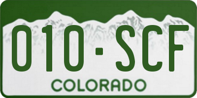 CO license plate 010SCF