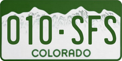 CO license plate 010SFS
