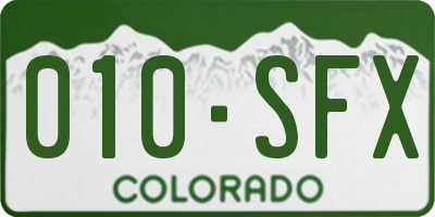 CO license plate 010SFX