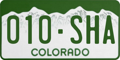 CO license plate 010SHA