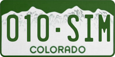 CO license plate 010SIM