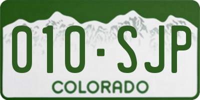 CO license plate 010SJP