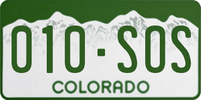 CO license plate 010SOS