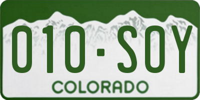 CO license plate 010SOY
