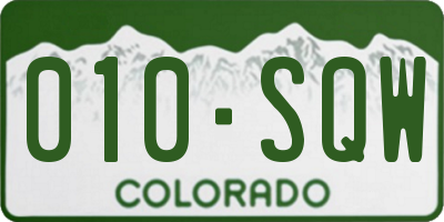 CO license plate 010SQW