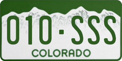 CO license plate 010SSS