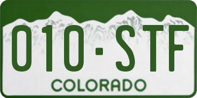 CO license plate 010STF