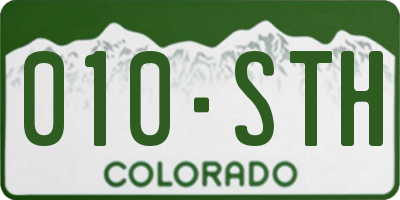 CO license plate 010STH