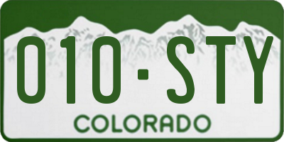CO license plate 010STY