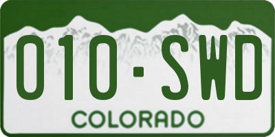 CO license plate 010SWD