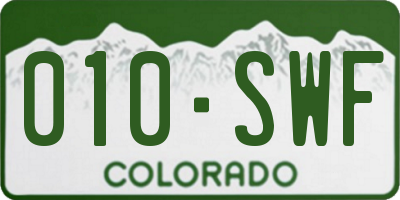CO license plate 010SWF
