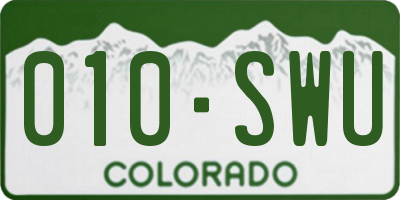CO license plate 010SWU