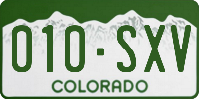 CO license plate 010SXV