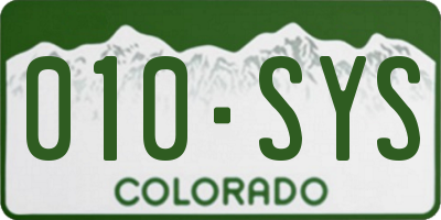 CO license plate 010SYS