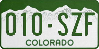 CO license plate 010SZF