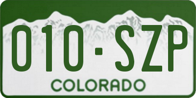 CO license plate 010SZP