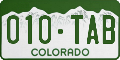CO license plate 010TAB