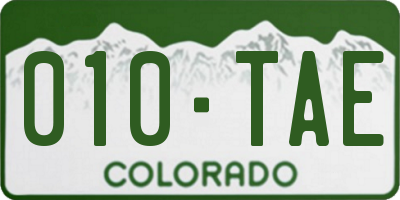 CO license plate 010TAE