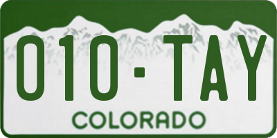 CO license plate 010TAY