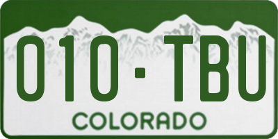 CO license plate 010TBU
