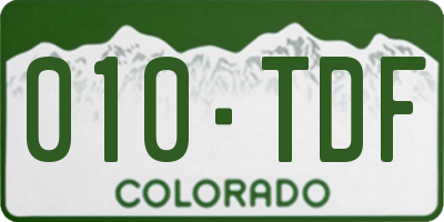 CO license plate 010TDF