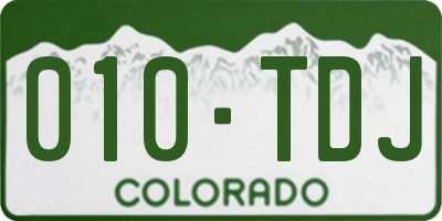 CO license plate 010TDJ