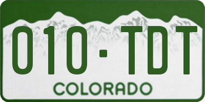 CO license plate 010TDT