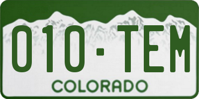 CO license plate 010TEM