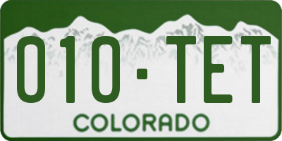 CO license plate 010TET