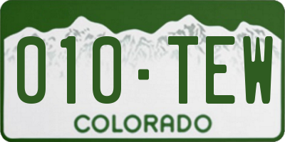 CO license plate 010TEW