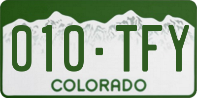 CO license plate 010TFY