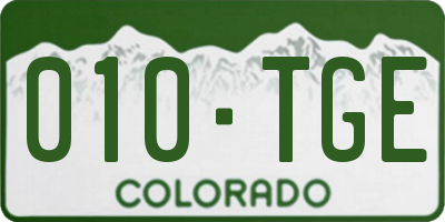 CO license plate 010TGE