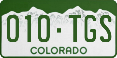 CO license plate 010TGS