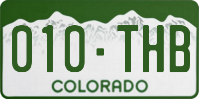 CO license plate 010THB