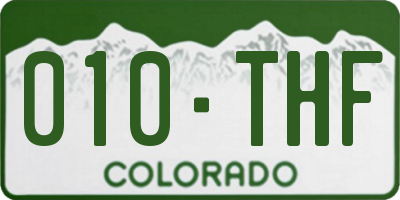 CO license plate 010THF