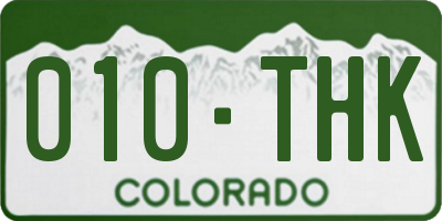 CO license plate 010THK