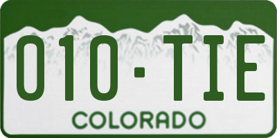 CO license plate 010TIE