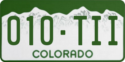 CO license plate 010TII