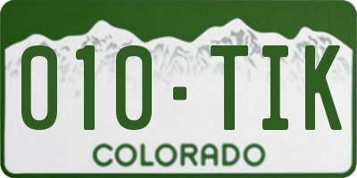 CO license plate 010TIK