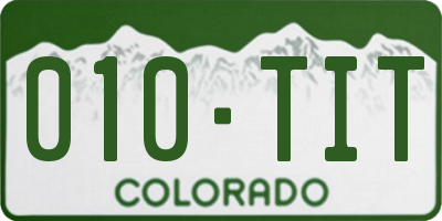 CO license plate 010TIT