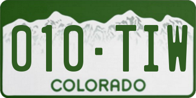 CO license plate 010TIW