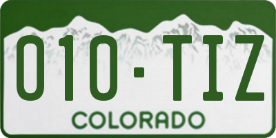 CO license plate 010TIZ