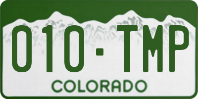 CO license plate 010TMP