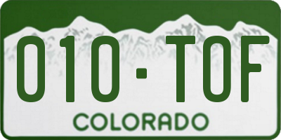 CO license plate 010TOF