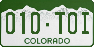CO license plate 010TOI