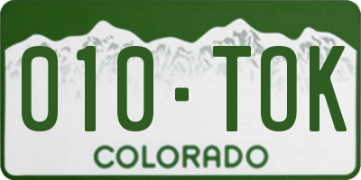CO license plate 010TOK