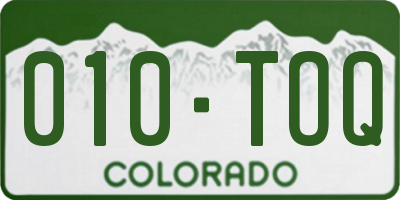 CO license plate 010TOQ