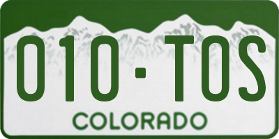 CO license plate 010TOS