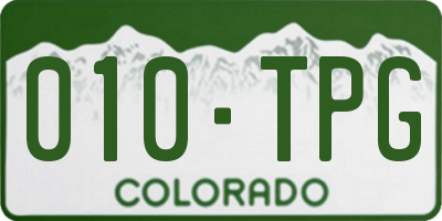 CO license plate 010TPG