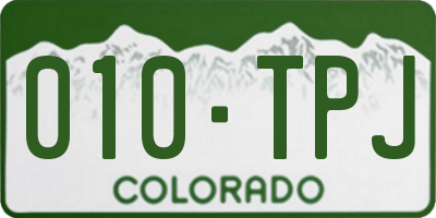CO license plate 010TPJ